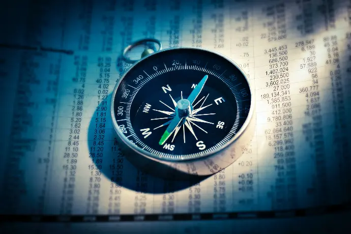 shallow focus photograph of black and gray compass